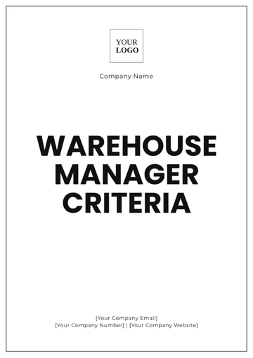Free Warehouse Manager Criteria Template to Edit Online