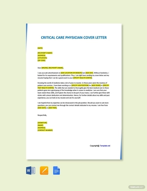 Critical Care Physician Cover Letter