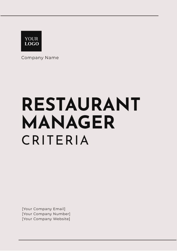 Free Restaurant Manager Criteria Template to Edit Online