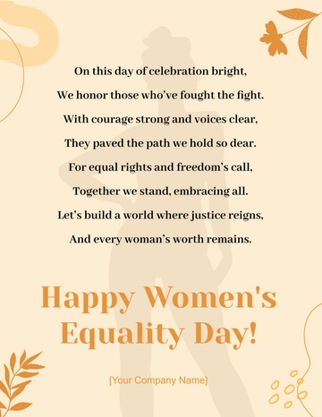Free Women's Equality Day Poem Template to Edit Online