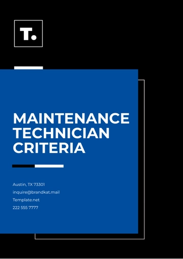 Free Maintenance Technician Criteria Template to Edit Online