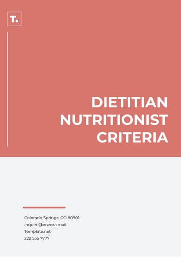 Free Dietitian Nutritionist Criteria Template to Edit Online