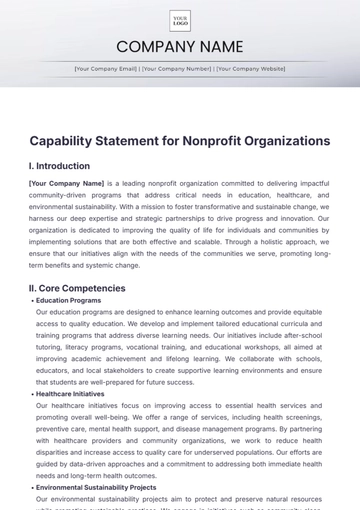 Free Capability Statement for Nonprofit Organizations Template to Edit Online