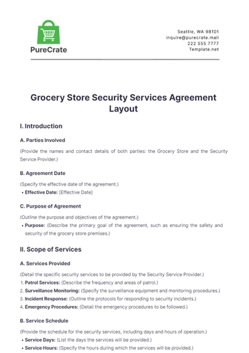 Free Grocery Store Security Services Agreement Layout Template to Edit Online