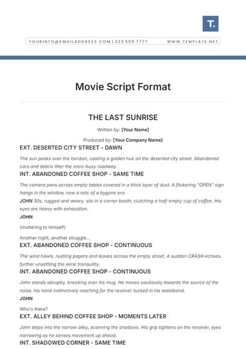 Free Movie Script Format Template to Edit Online