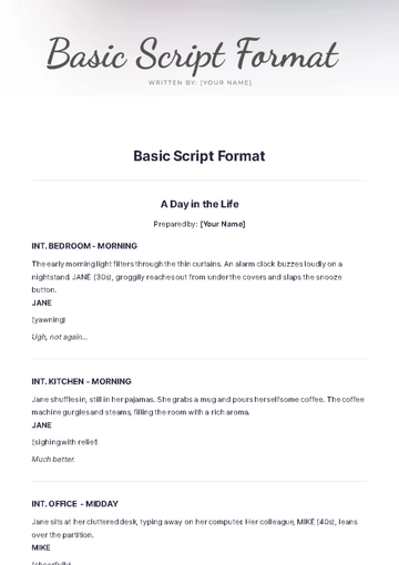 Free Basic Script Format Template to Edit Online