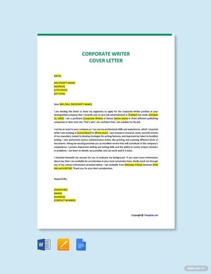 Corporate Writer Cover Letter