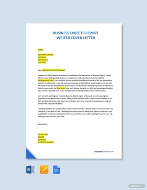 Business Objects Report Writer Cover Letter