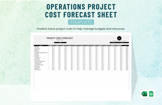 Operations Project Cost Forecast Sheet Template