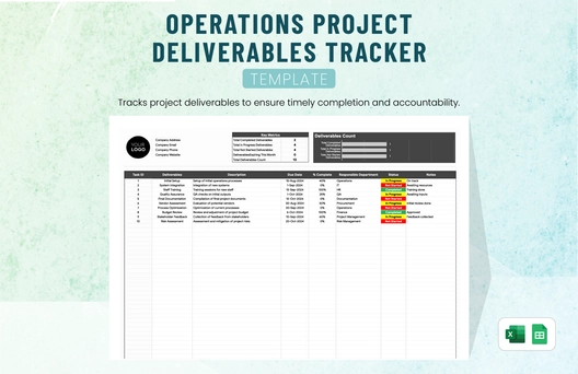 Operations Project Deliverables Tracker Template