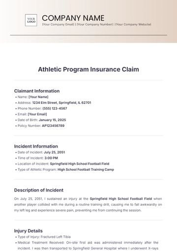 Free Athletic Program Insurance Claim Template to Edit Online