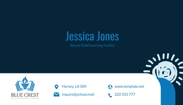 Free School Child Learning Facility Business Card Template to Edit Online