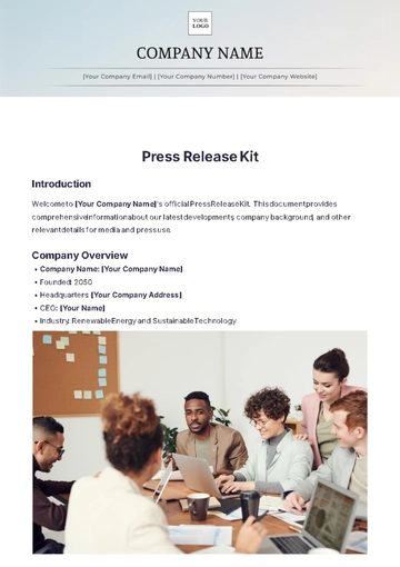 Free Press Release Kit Template to Edit Online