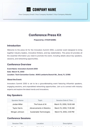 Free Conference Press Kit Template to Edit Online