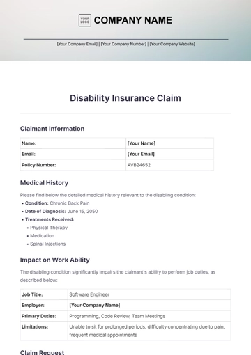 Free Disability Insurance Claim Template to Edit Online