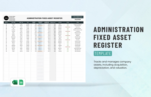 Administration Fixed Asset Register Template