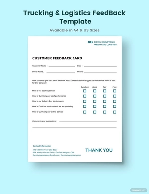 Trucking Logistics Feedback Template