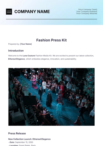 Free Fashion Media Kit Template to Edit Online