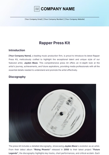 Free Rapper Press Kit Template to Edit Online
