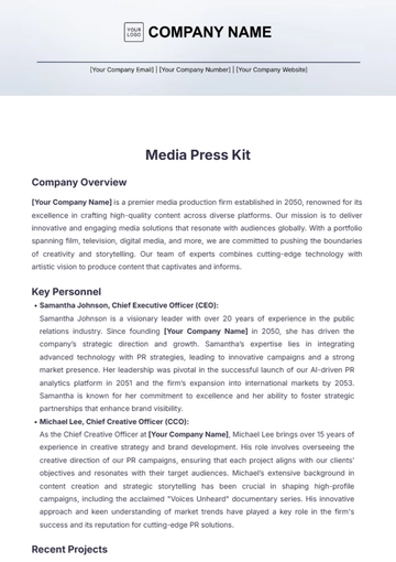 Free Media Press Kit Template to Edit Online