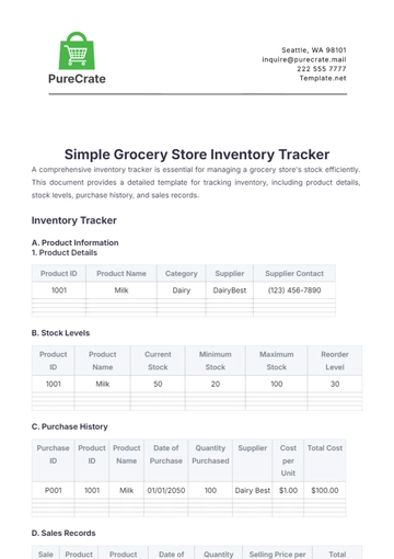 Free Simple Grocery Store Inventory Tracker Template to Edit Online