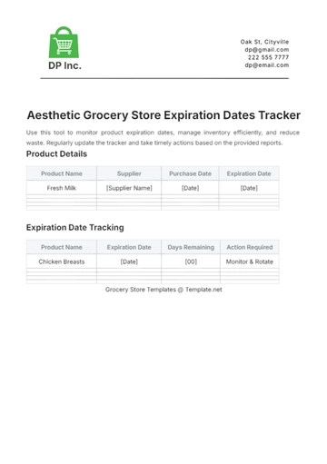 Free Aesthetic Grocery Store Expiration Dates Tracker Template to Edit Online