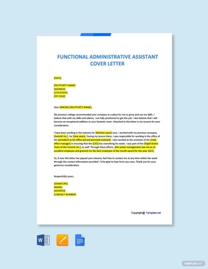 Functional Administrative Assistant Cover Letter