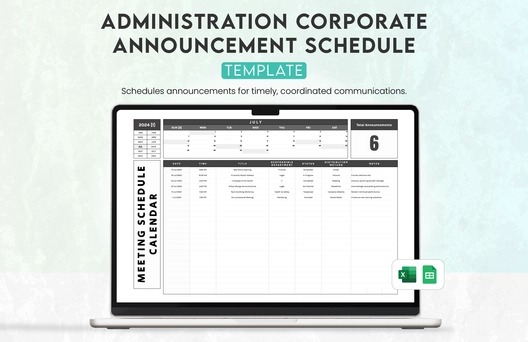 Administration Corporate Announcement Schedule Template