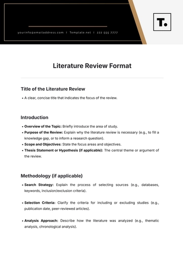Free Literature Review Format Template to Edit Online