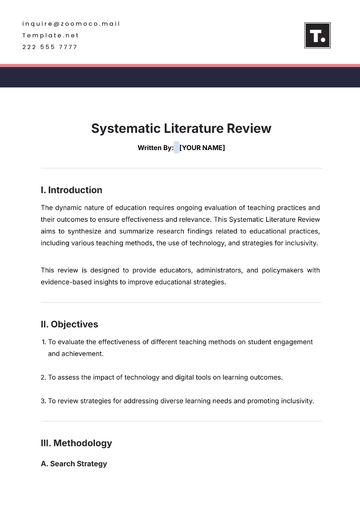 Free Systematic Literature Review Template to Edit Online