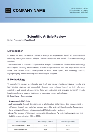 Free Scientific Article Review Template to Edit Online