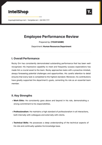Free Employee Performance Review Template to Edit Online