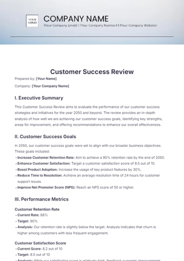 Free Customer Success Review Template to Edit Online