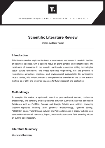 Free Scientific Literature Review Template to Edit Online