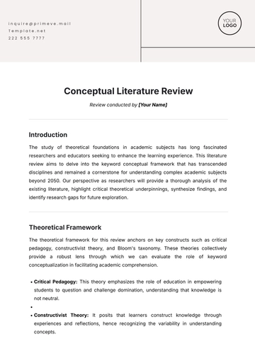 Free Conceptual Literature Review Template to Edit Online