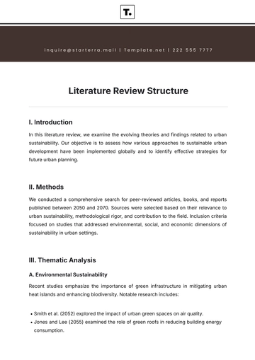 Free Literature Review Structure Template to Edit Online