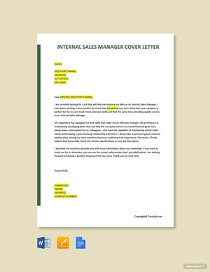 Internal Sales Manager Cover Letter Template