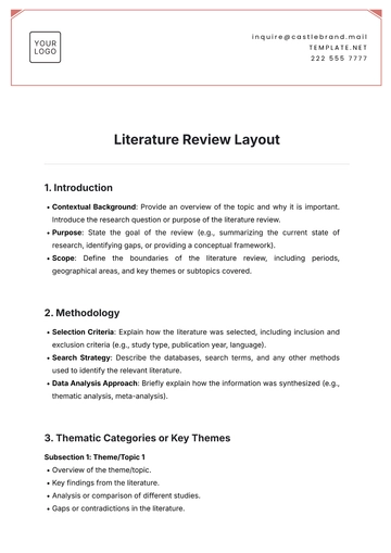 Free Literature Review Layout Template to Edit Online