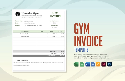 Gym Invoice Template