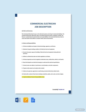 Commercial Electrician Job Description