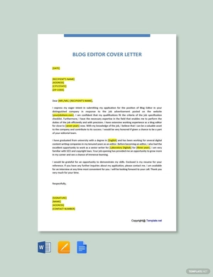 Blog Editor Cover Letter