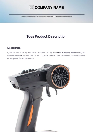 Free Toys Product Description Template to Edit Online