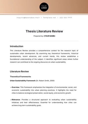Free Thesis Literature Review Template to Edit Online