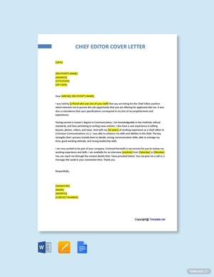 Chief Editor Cover Letter