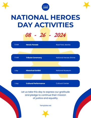 Free National Heroes Day Activities Template to Edit Online