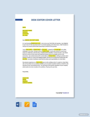 Desk Editor Cover Letter