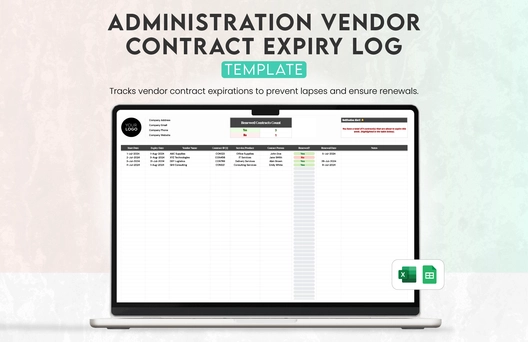 Administration Vendor Contract Expiry Log Template