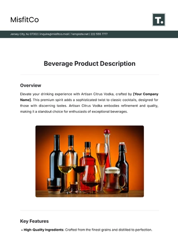 Free Beverage Product Description Template to Edit Online
