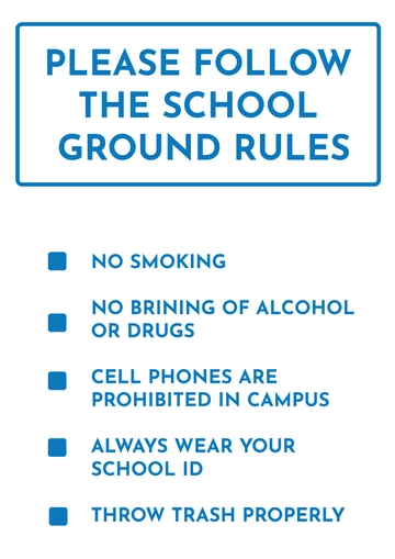 Free School Rules Signage Template to Edit Online