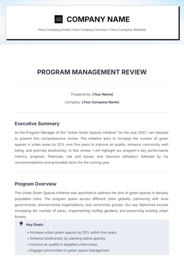 Free Program Management Review Template to Edit Online